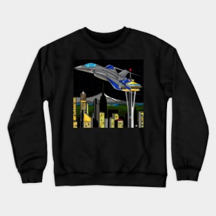 Space Needle Fly by Crewneck Sweatshirt